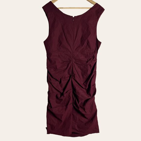 Eileen Fisher Red Burgundy Shirred Cotton Steel Stretch Dress Plus Size 18 - Picture 9 of 9